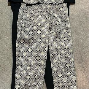 Lane Bryant Black and White Geometric Cropped Pants